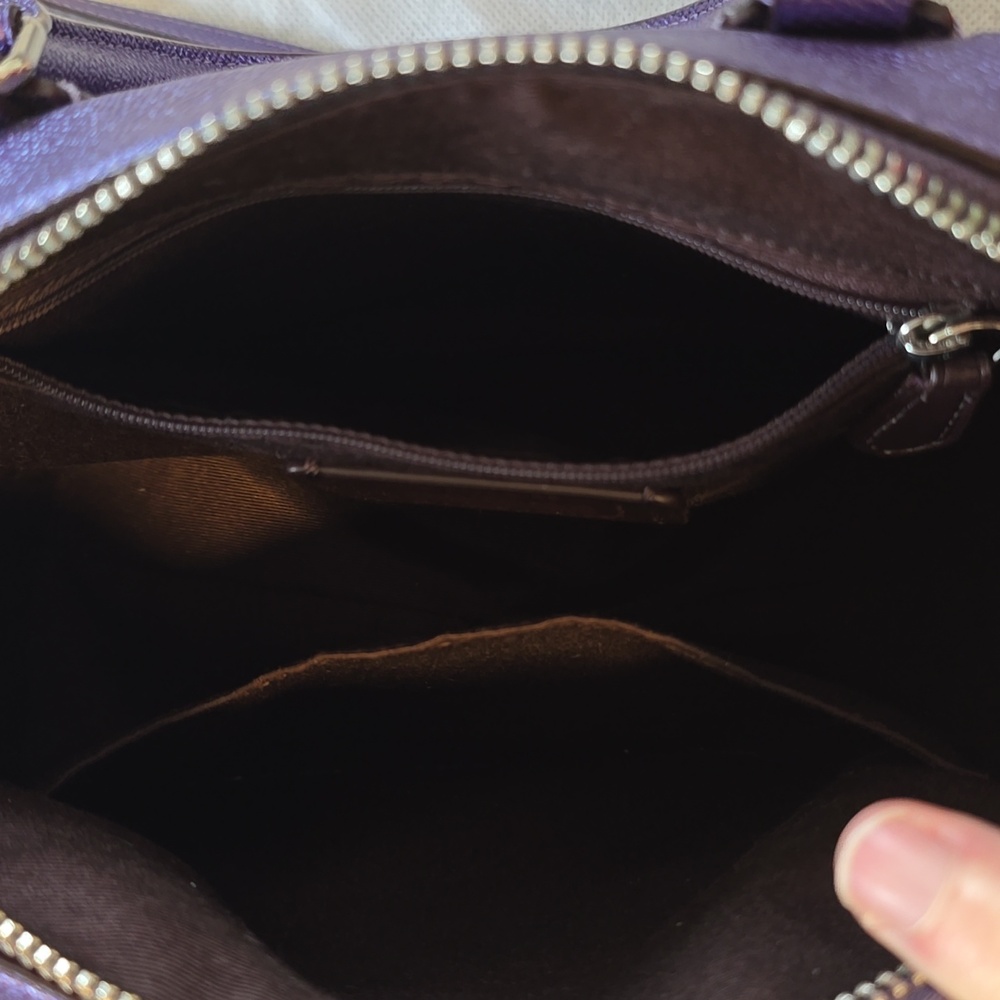 Coach Bennett Satchel Crossbody Purse Metallic Purple - Picture 6 of 12